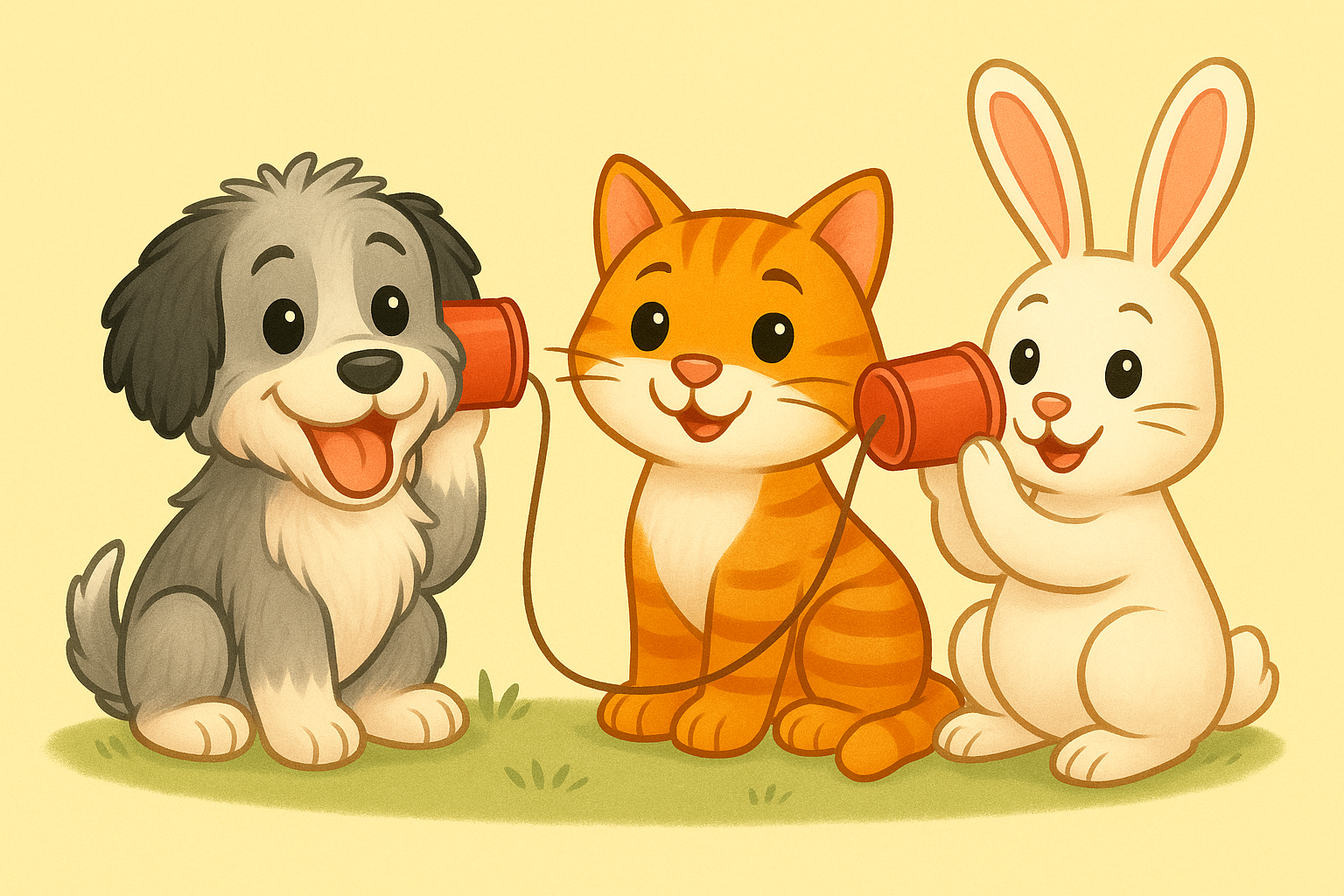 Woodland animal band playing music together